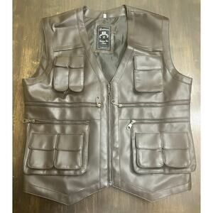 PIAZZA ITALIA Mens Leather Dallas Cowboys Vest Brown 44 Medium